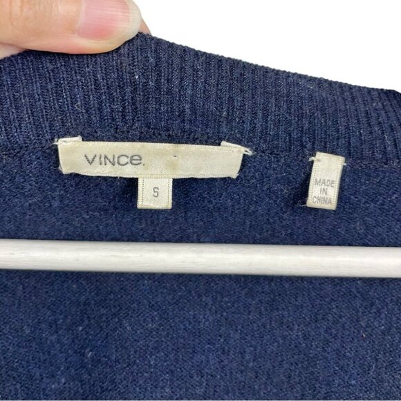 ** Vince 100% Cashmere Navy Deep V Tunic Sweater Size S - Picture 5 of 6